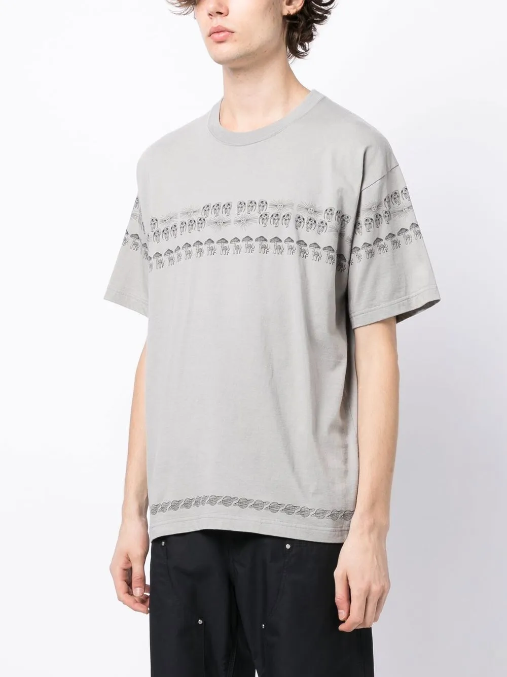  Neighborhood T Shirt Mit Pilze Print   Grau 