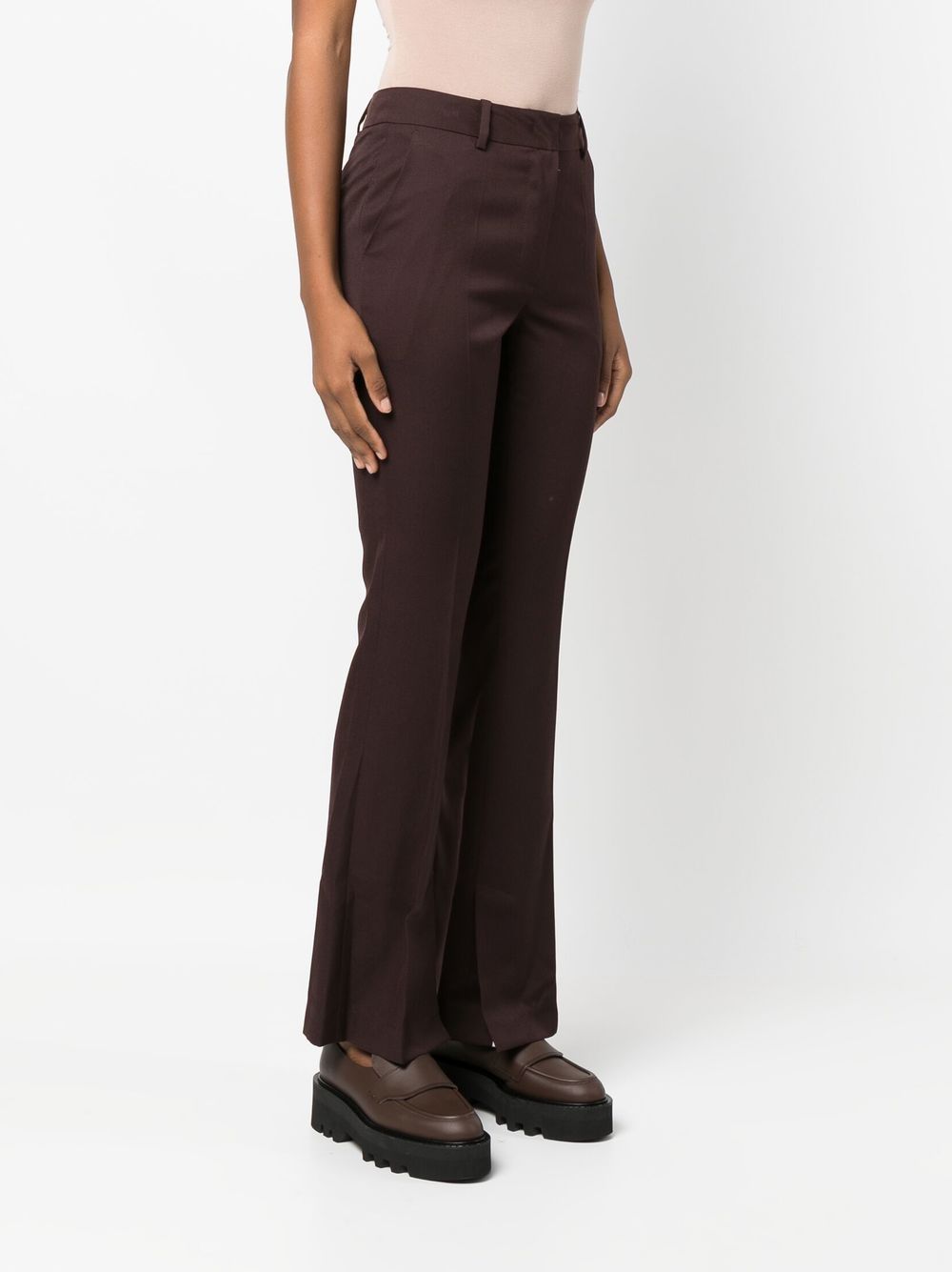 Shop Low Classic Flared Wool Trousers In Red