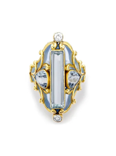 Pragnell Vintage 1890-1915 18kt yellow gold diamond and aquamarine ring