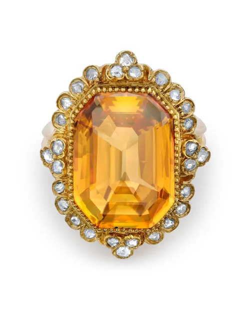 Bague Remounted sertie de topaze et diamants - Pragnell Vintage - Modalova