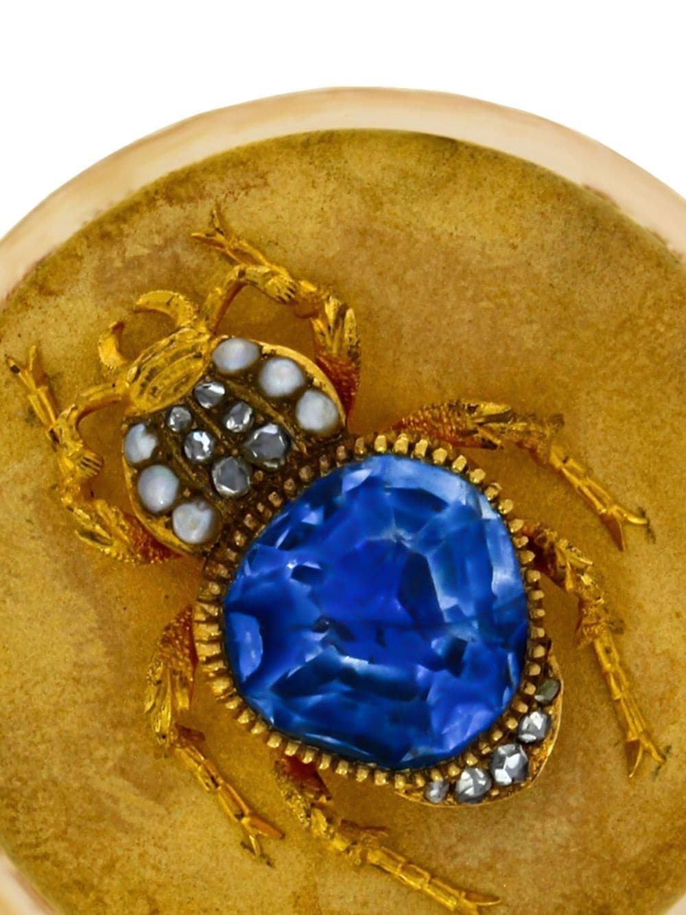 Pre-owned Pragnell Vintage 18kt Yellow Gold Antique Victorian Sapphire Beetle Brooch