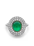 Pragnell Vintage 1901-1910 platinum Target emerald and diamond ring - Silver