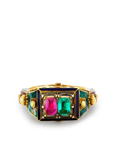 Pragnell Vintage bague en or 18ct sertie de rubis et émeraude (1837-1890)