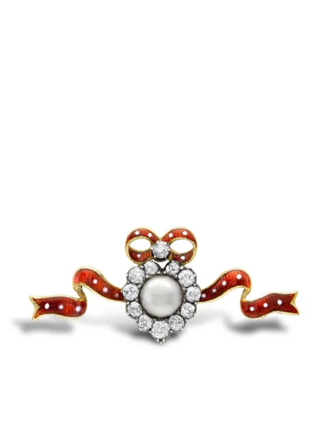 Pragnell Vintage 1891-1900 18kt yellow gold diamond and pearl brooch