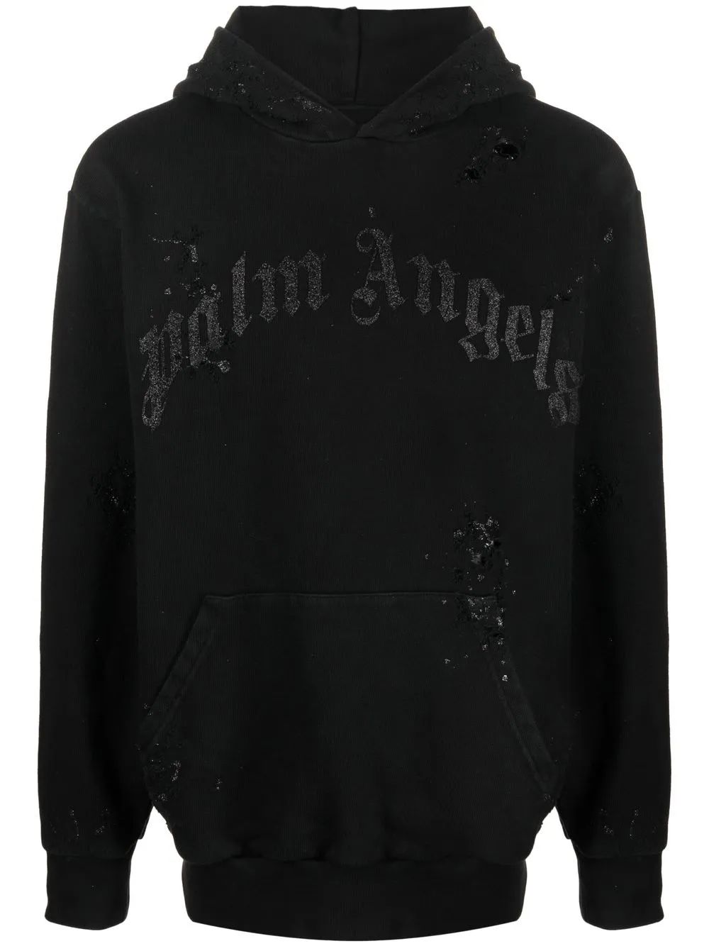 

Palm Angels distressed logo-print hoodie - 1010 BLACK BLACK