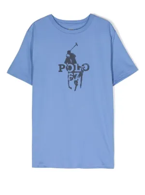 Polo con ricamo Blu Farfetch Bambino Abbigliamento Top e t-shirt T-shirt Polo 