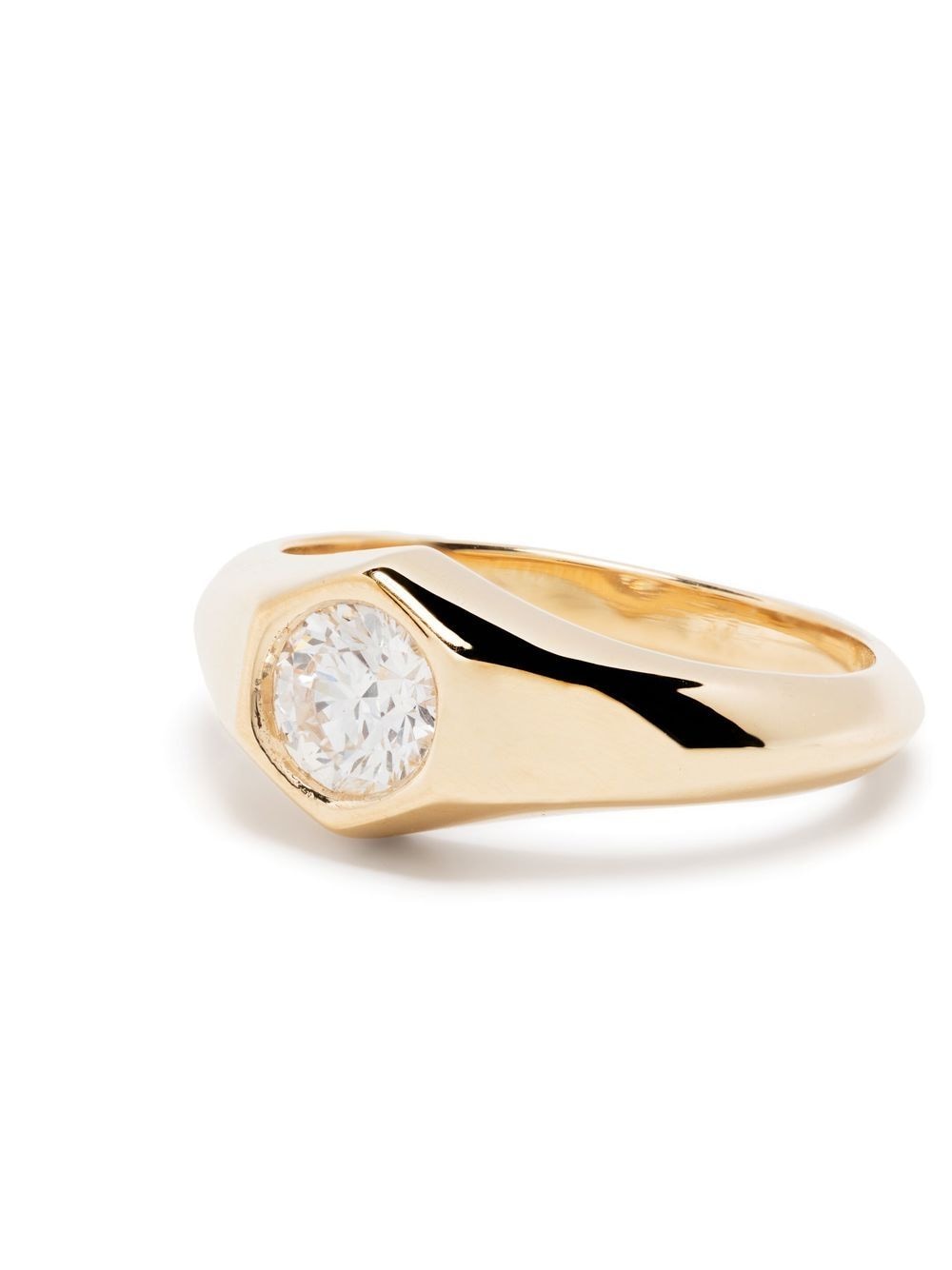 Shop Lizzie Mandler Fine Jewelry 18kt Yellow Gold Knife Edge Diamond Signet Ring
