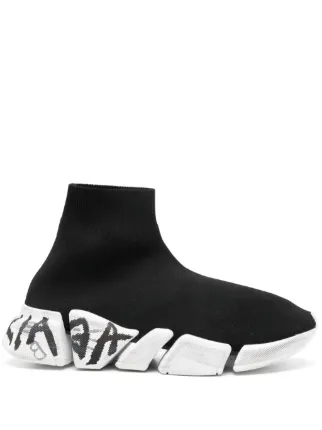 Balenciaga Speed 2.0 Graffiti Sneakers | Black | FARFETCH