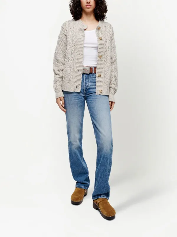 リダンRe/Done High Rise Straight Cuffed RE/DONE high-rise straight-leg Jeans | Blue | FARFETCH