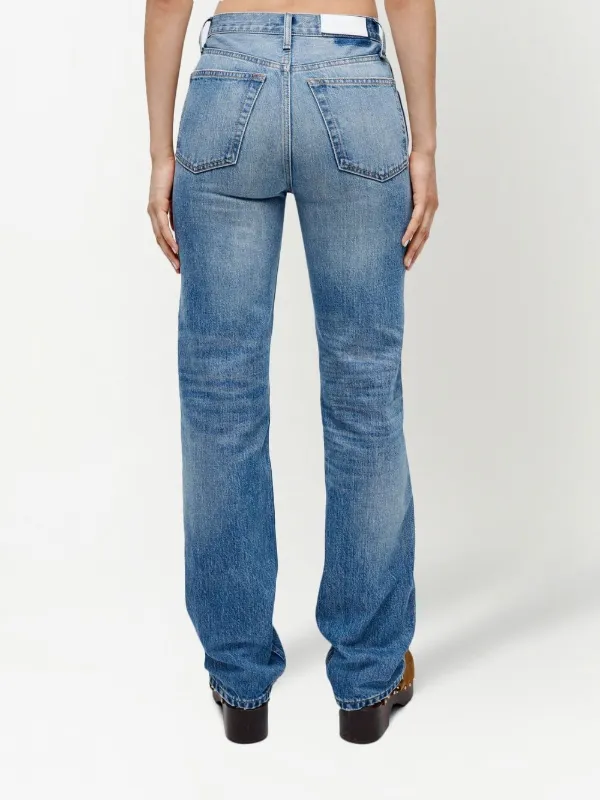 リダンRe/Done High Rise Straight Cuffed RE/DONE high-rise straight-leg Jeans | Blue | FARFETCH