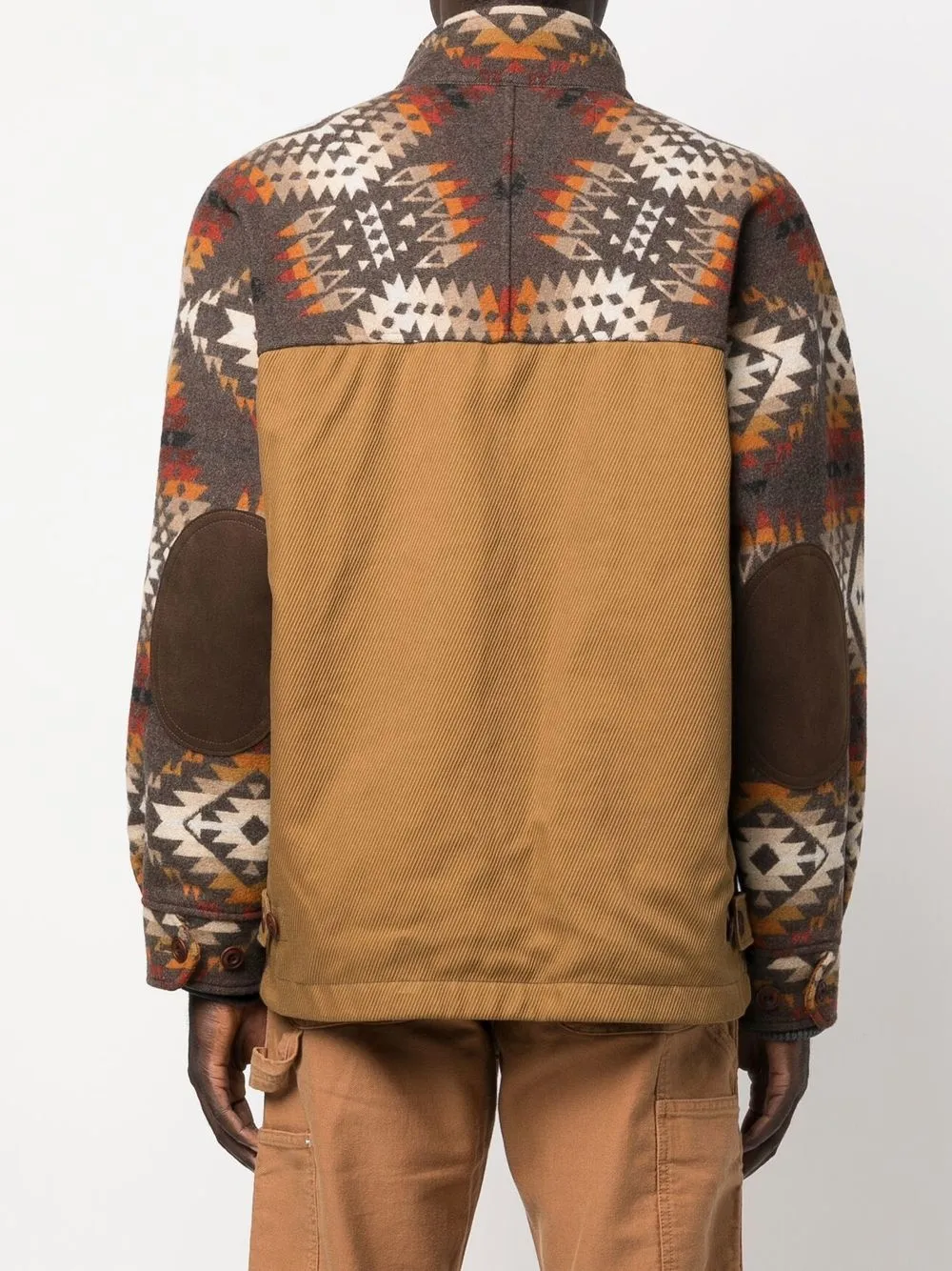 Shop Junya Watanabe Abstract-print Wool Jacket In Brown