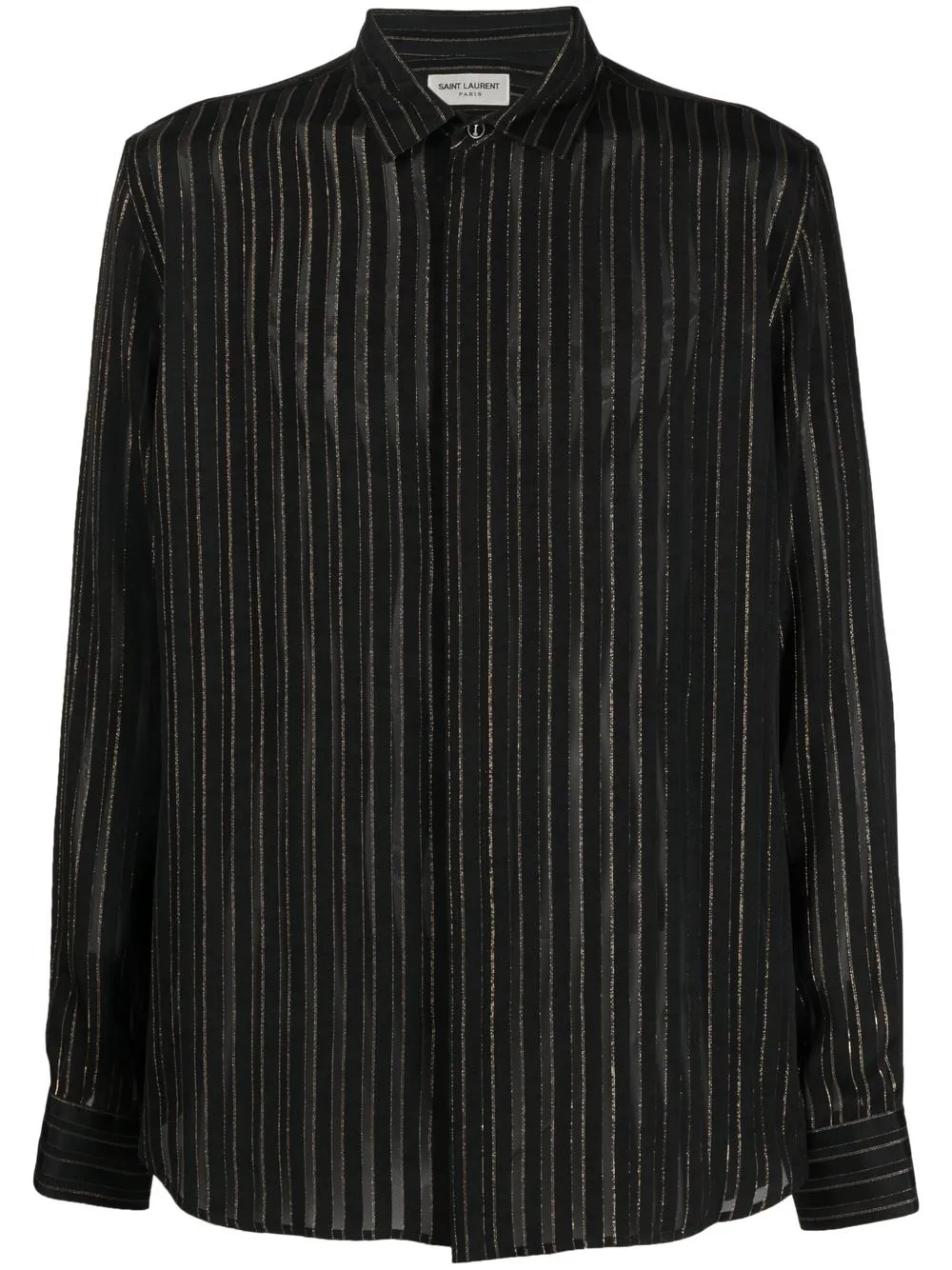 

Saint Laurent striped organic silk shirt - Black