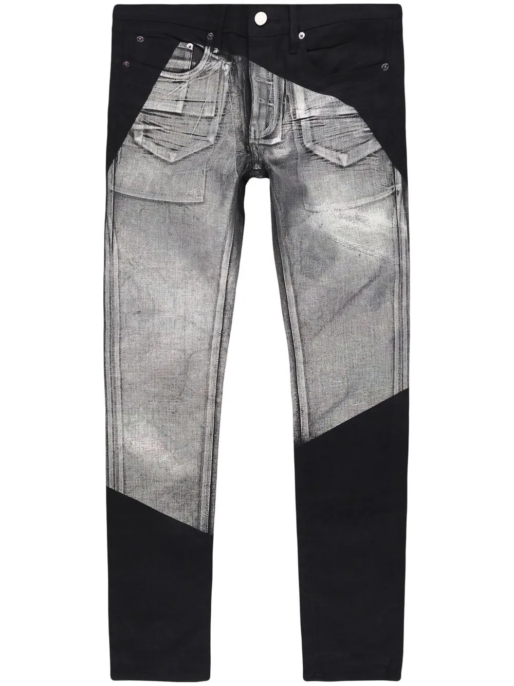 

Purple Brand contrast-panel straight-leg jeans - Black