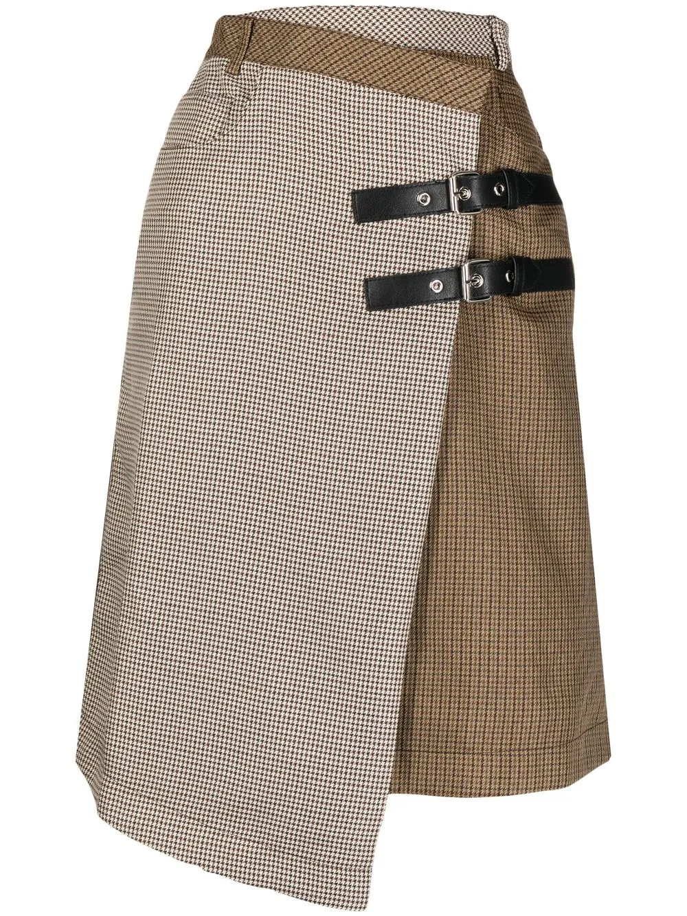 

Rokh check-pattern buckled skirt - Brown