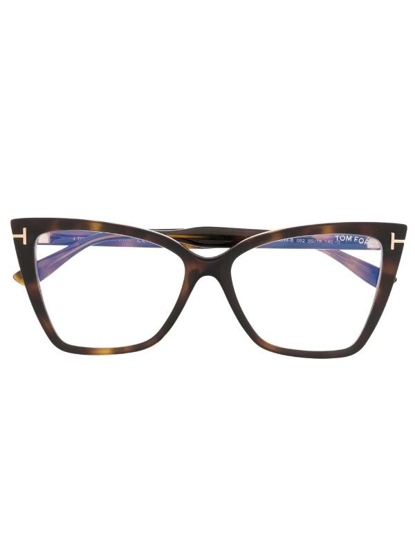 TOM FORD Eyewear tortoiseshell-effect geometric-frame Glasses - Farfetch