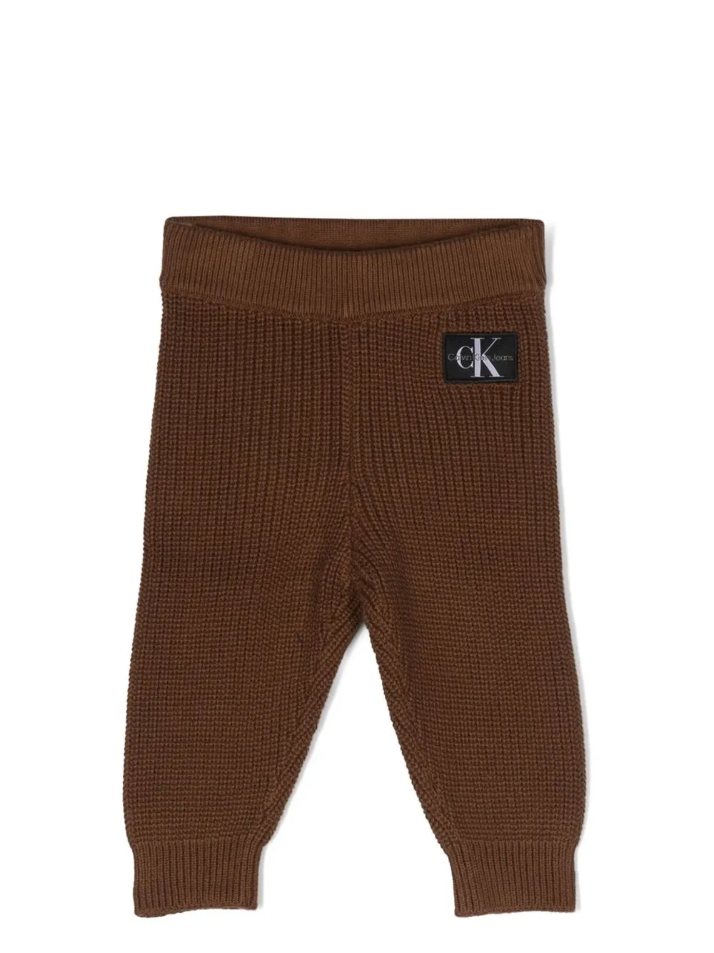 

Calvin Klein Kids leggins de tejido gofrado con parche del logo - Marrón