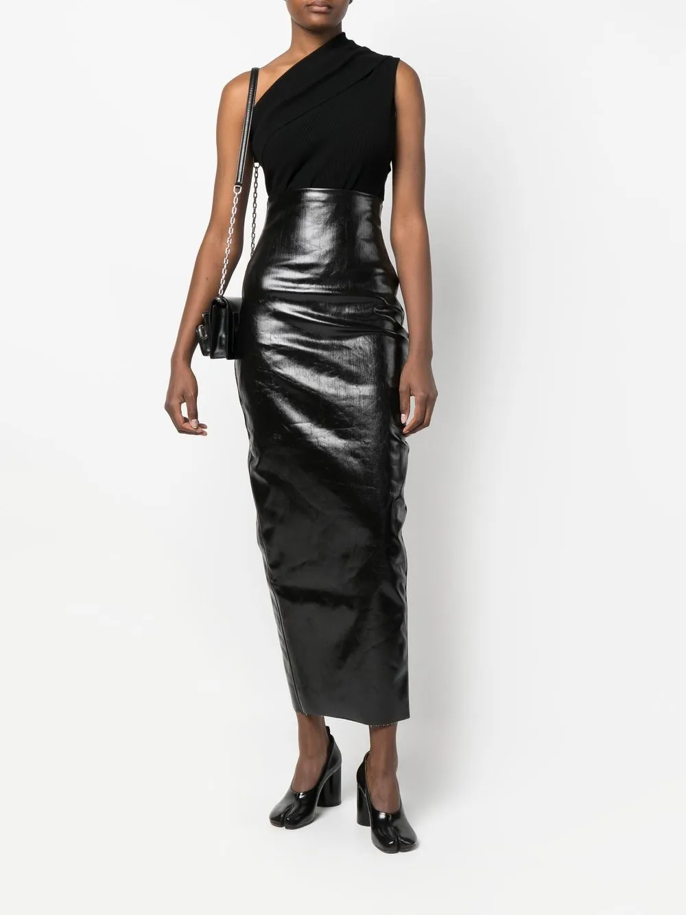 

Rick Owens high-waisted wax-coated maxi skirt - Black