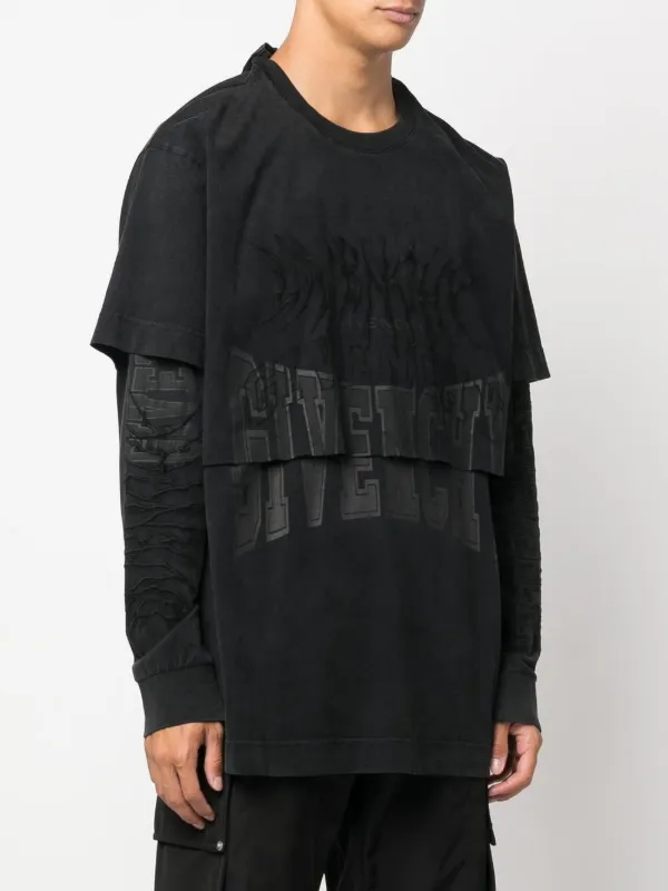 【送料&関税込】Givenchy Long Sleeve Jersey Givenchy logo-embroidered long-sleeve t-shirt | Black | FARFETCH