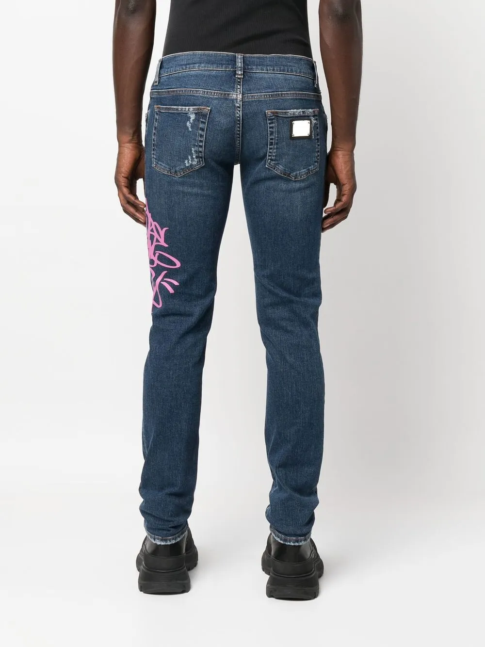 Dolce And Gabbana Graffiti Print Ripped Skinny Jeans Farfetch