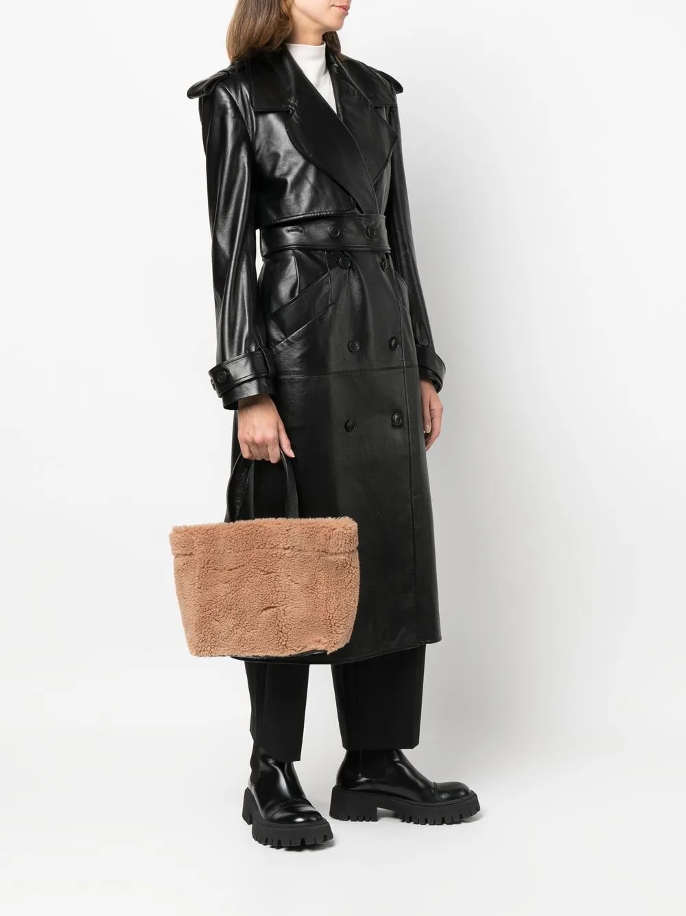 STAND STUDIO fauxshearling Design Tote Bag Farfetch