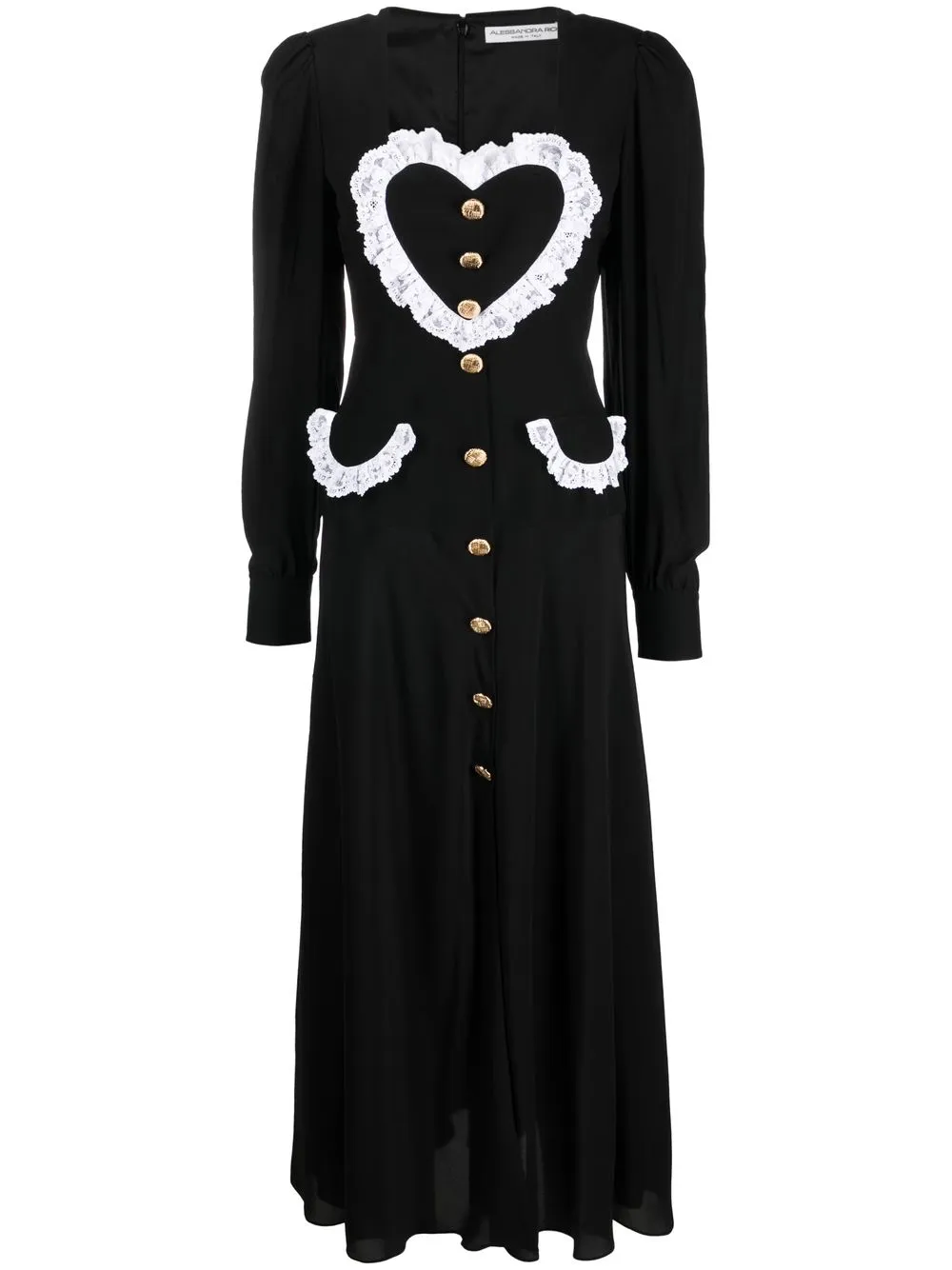 

Alessandra Rich vestido midi con ribete de encaje - Negro