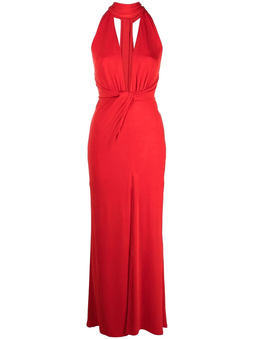 

alice + olivia halterneck draped gown - Red