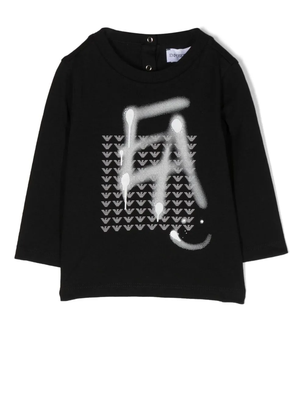 

Emporio Armani Kids playera con logo estampado - Negro