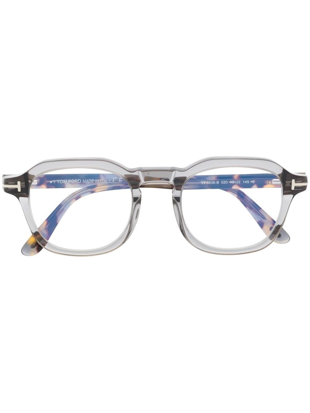 Tom Ford Colour-block Square-frame Glasses In Grey