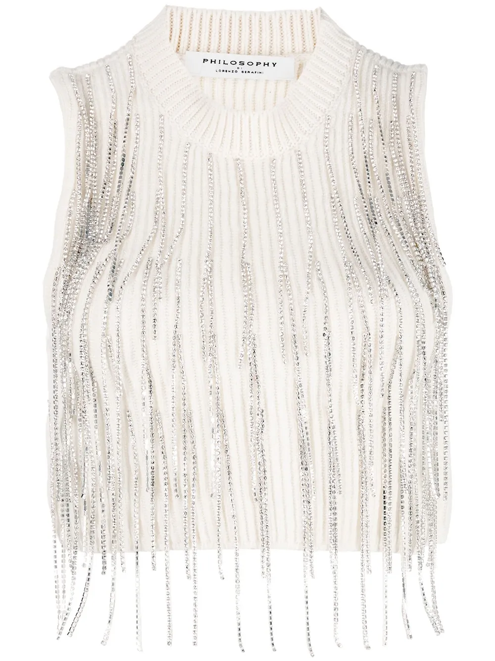 

Philosophy Di Lorenzo Serafini crystal-fringe cropped wool vest - Neutrals