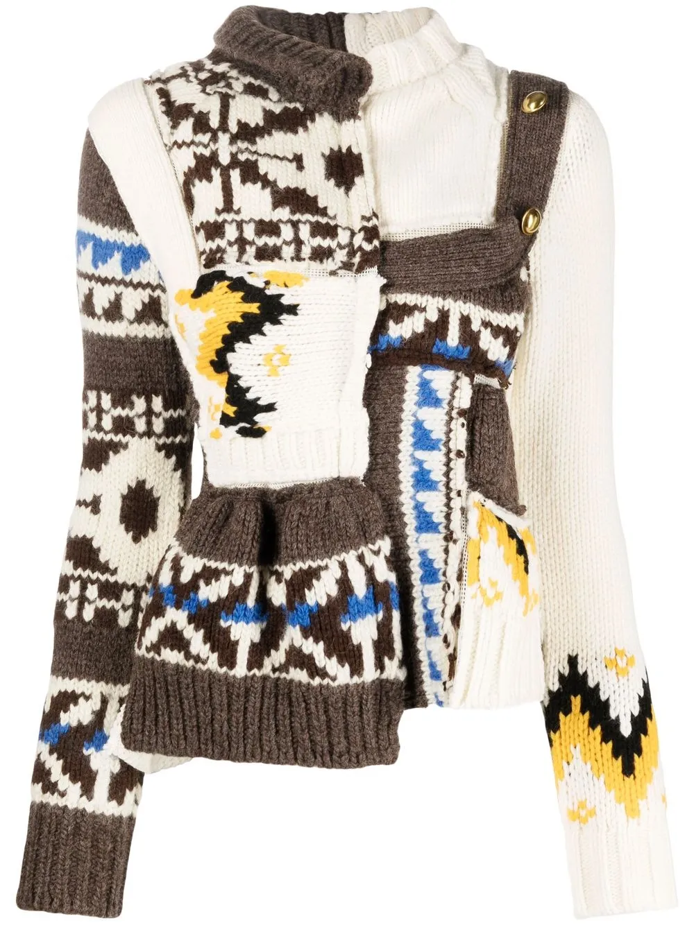 

sacai fair isle-knit panelled jumper - Neutrals