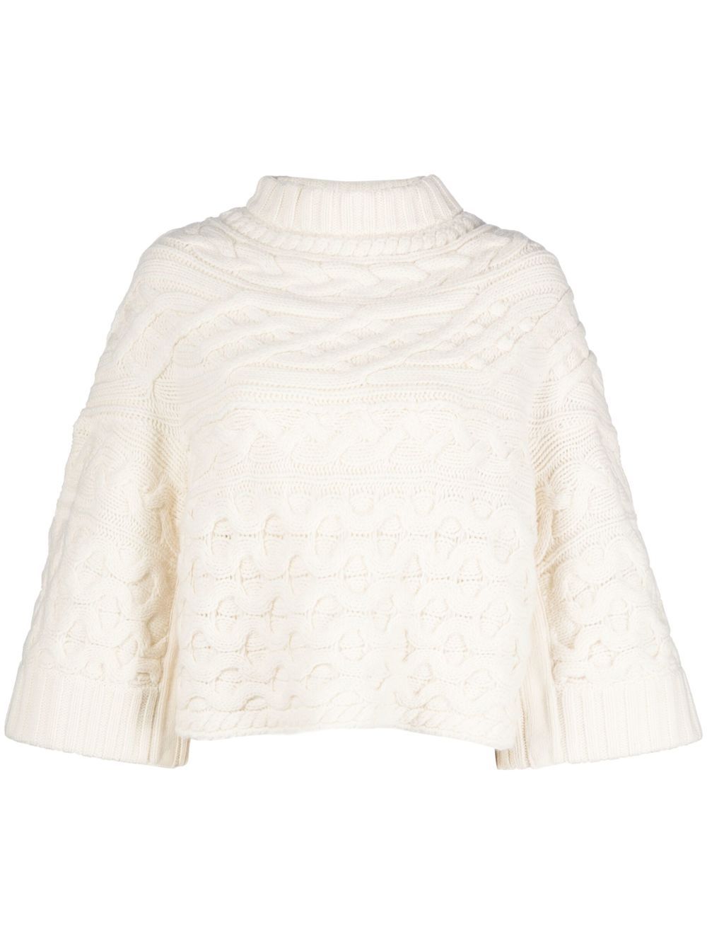 

sacai cropped cable-knit jumper - Neutrals