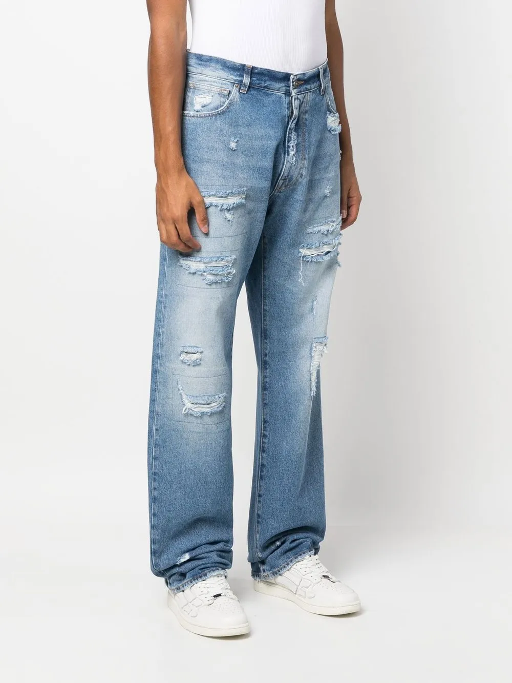 424 Blue Distressed Jeans In Blau