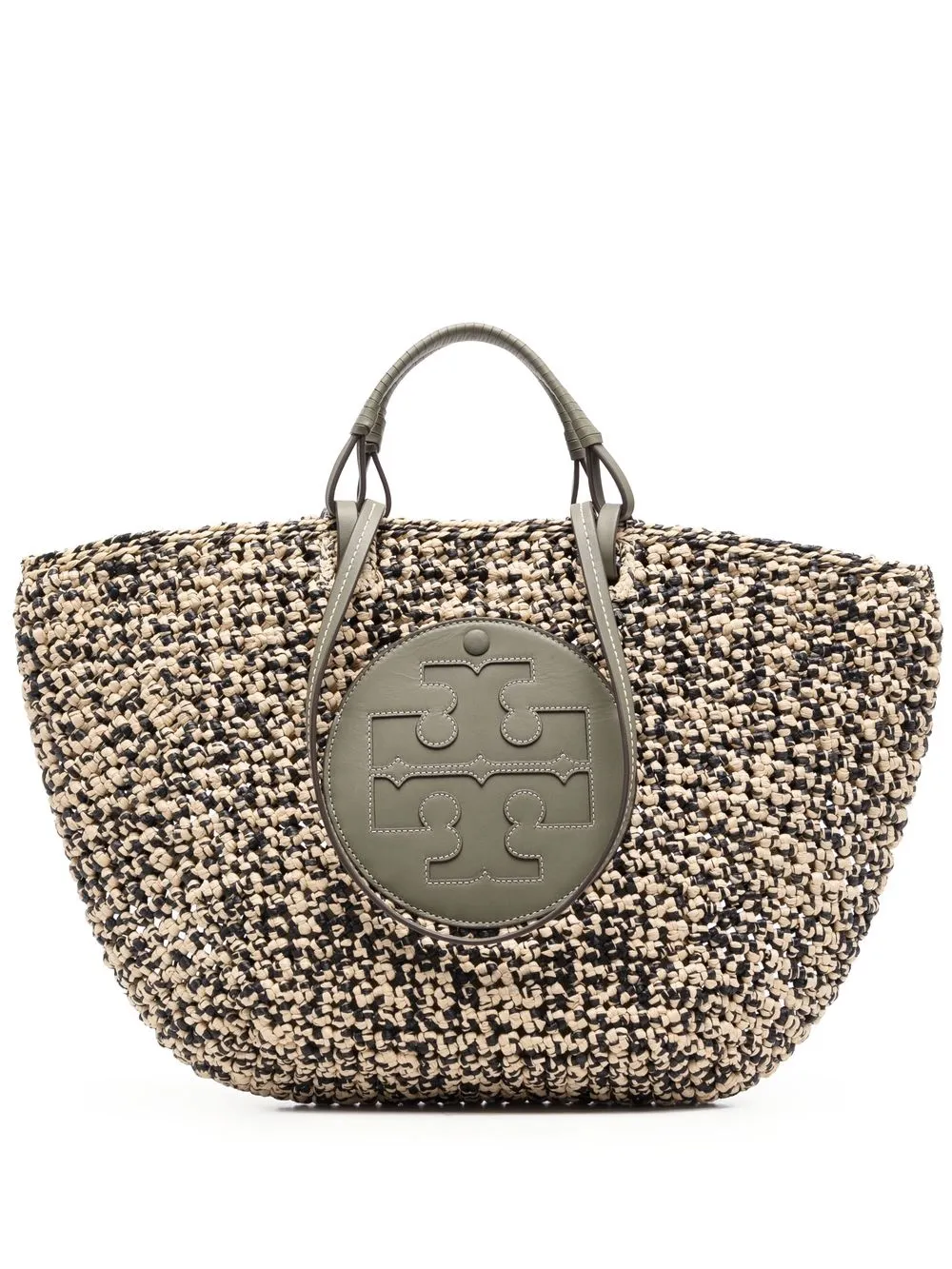 

Tory Burch logo-patch woven raffia tote - Neutrals