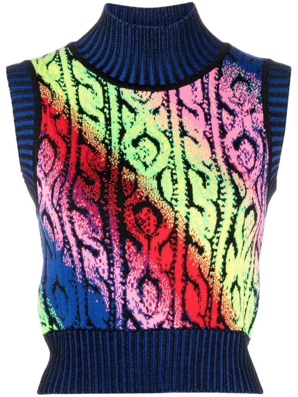 Image 1 of AGR cable knit trompe l'oeil jacquard vest