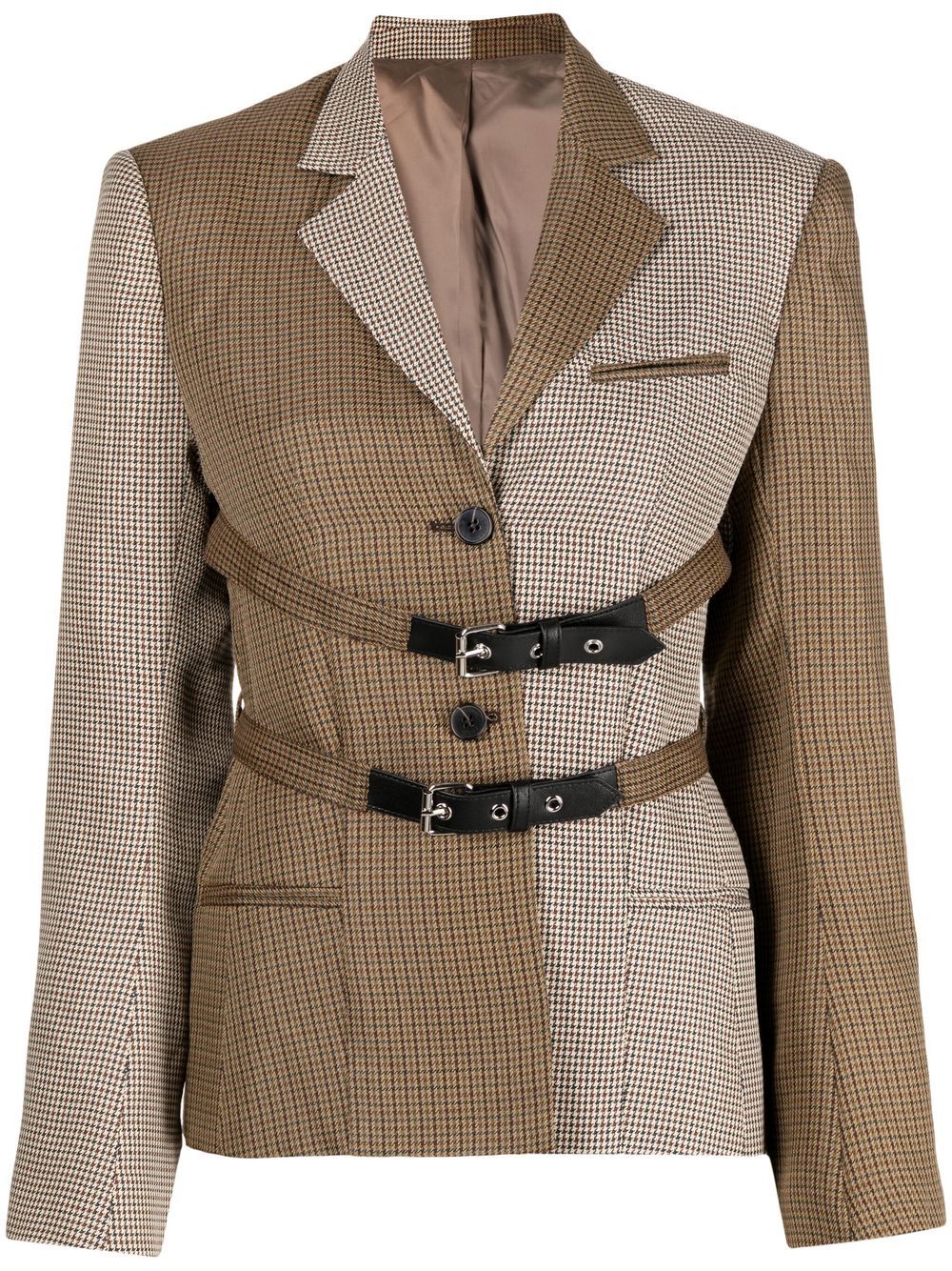 

Rokh check-pattern belted blazer - Brown