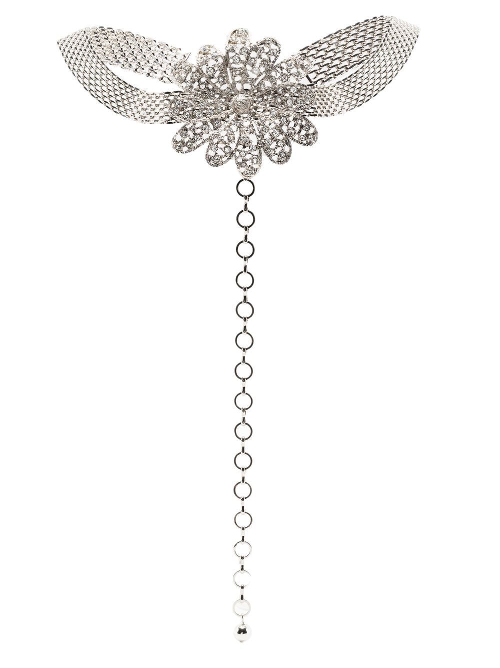 Alessandra Rich Daisy Crystal-embellished Necklace In Argento