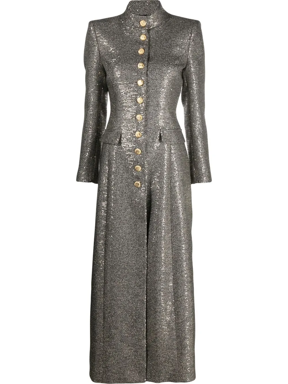 

Alessandra Rich button-front metallic lurex coat - Black