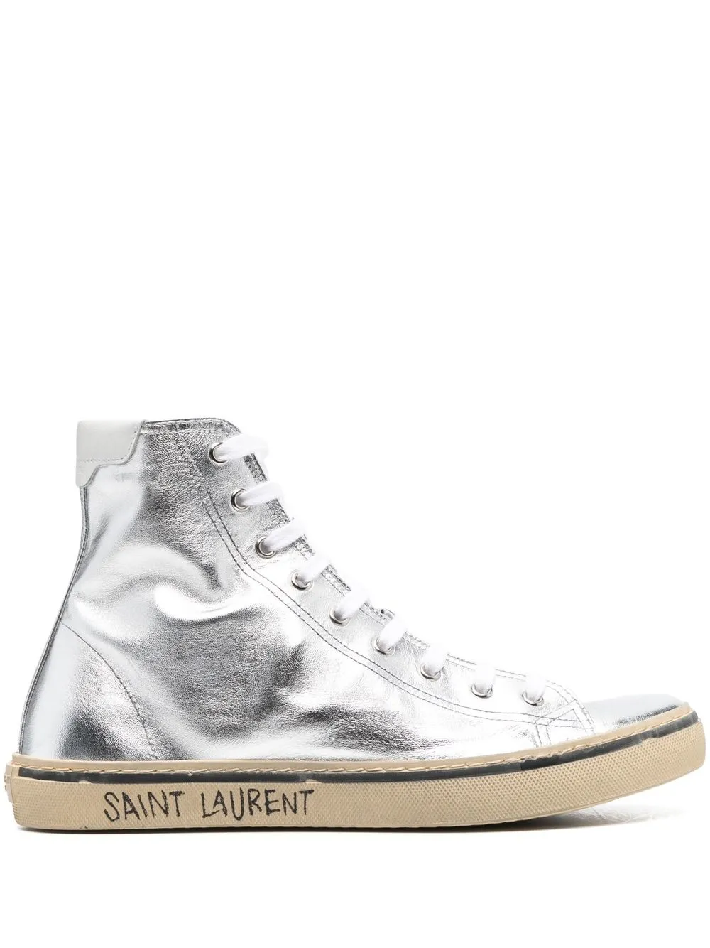 

Saint Laurent tenis altos metalizados - Gris