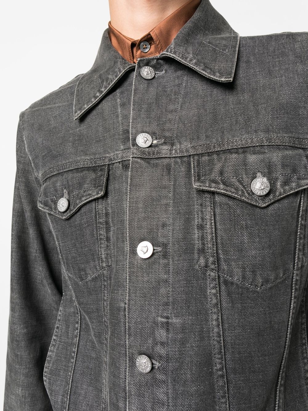 Pre-owned Versace 2000s Cotton Denim Jacket In Grey