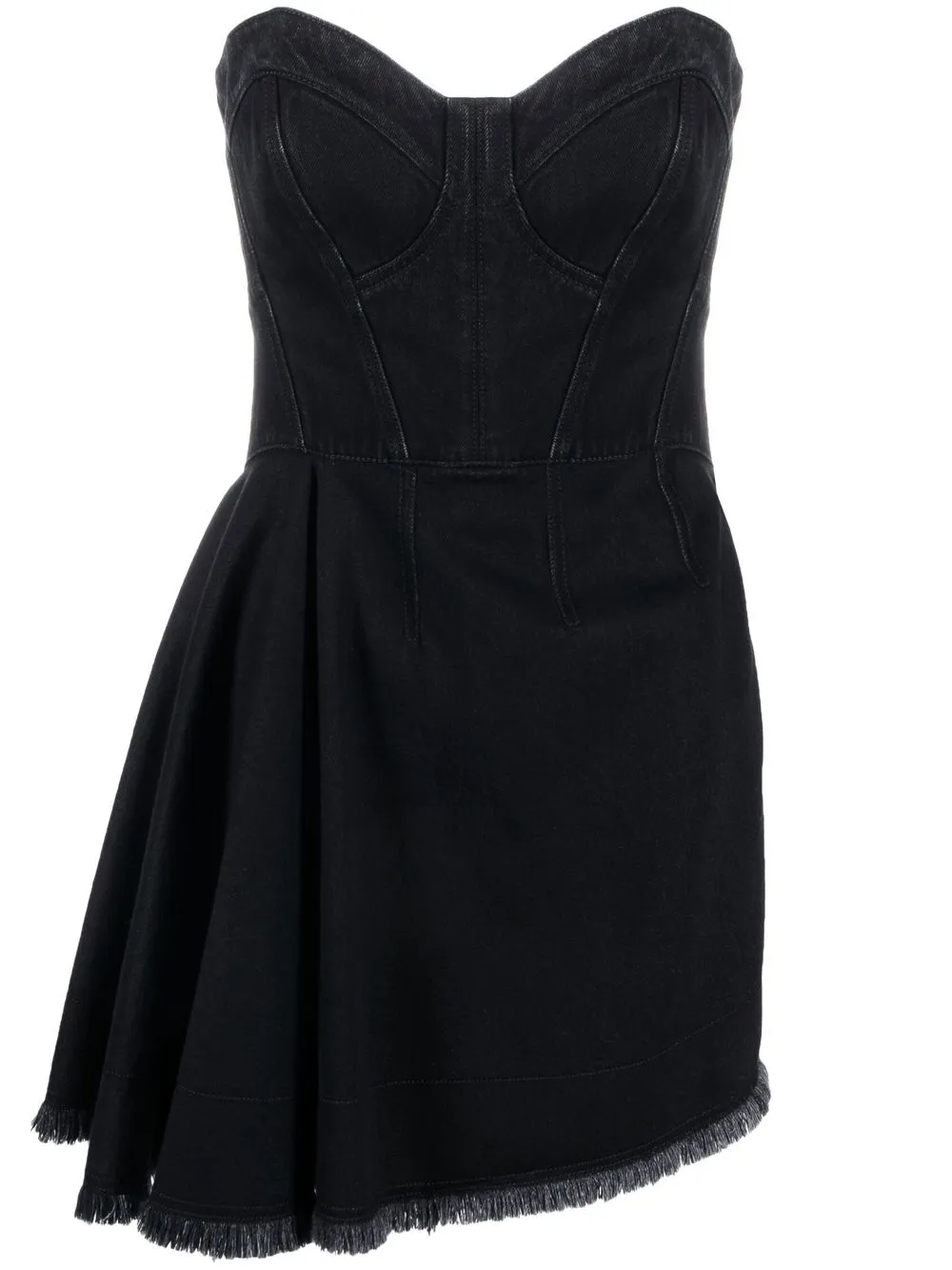 

Alexander McQueen vestido corto strapless con flecos - Negro