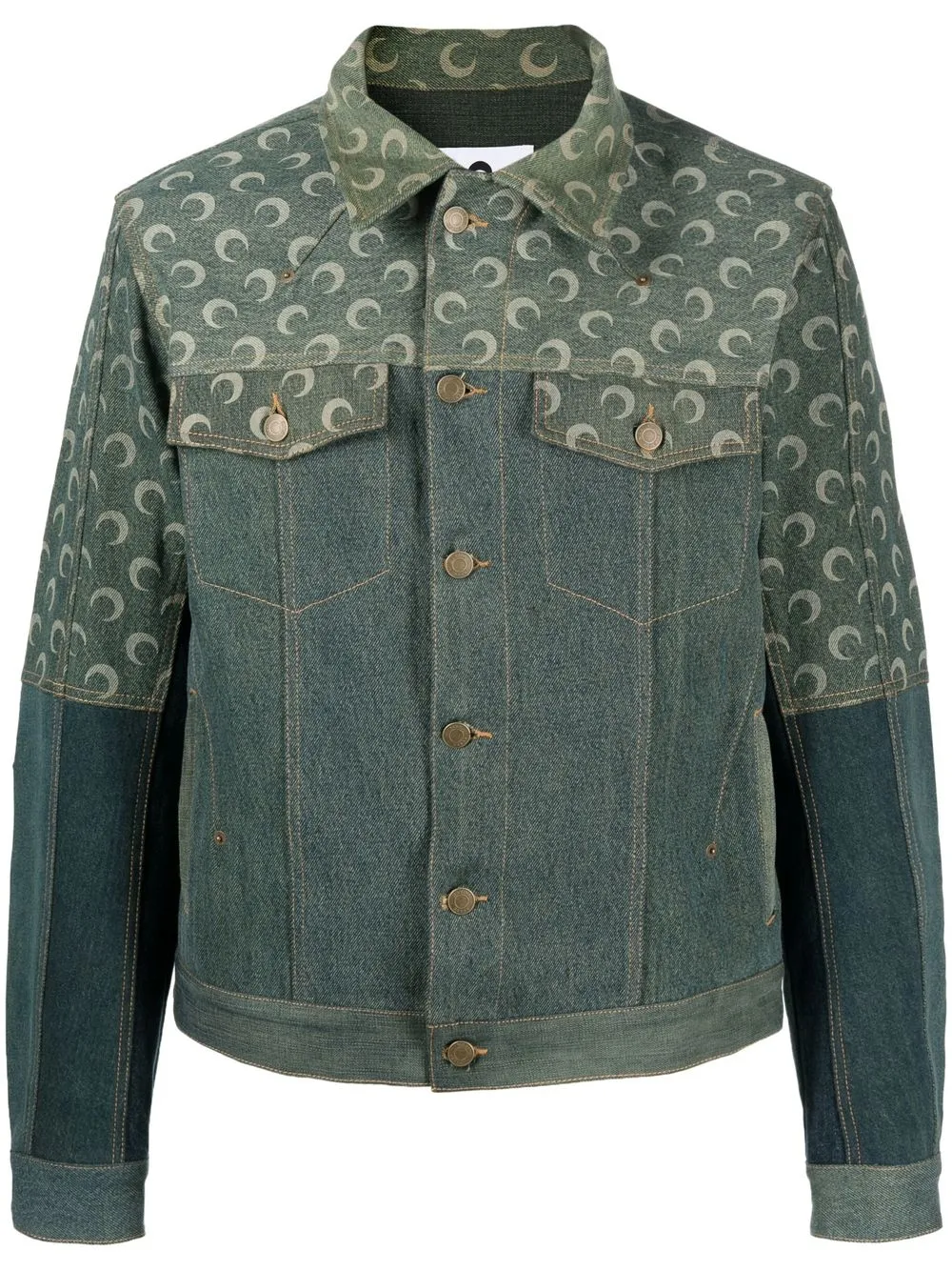 

Marine Serre logo-print denim jacket - Green