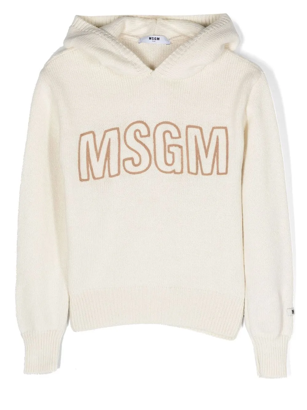 

MSGM Kids logo-jacquard knitted hoodie - Neutrals