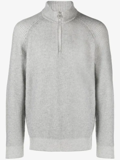 Brunello Cucinelli zip-up ribbed turtleneck jumper