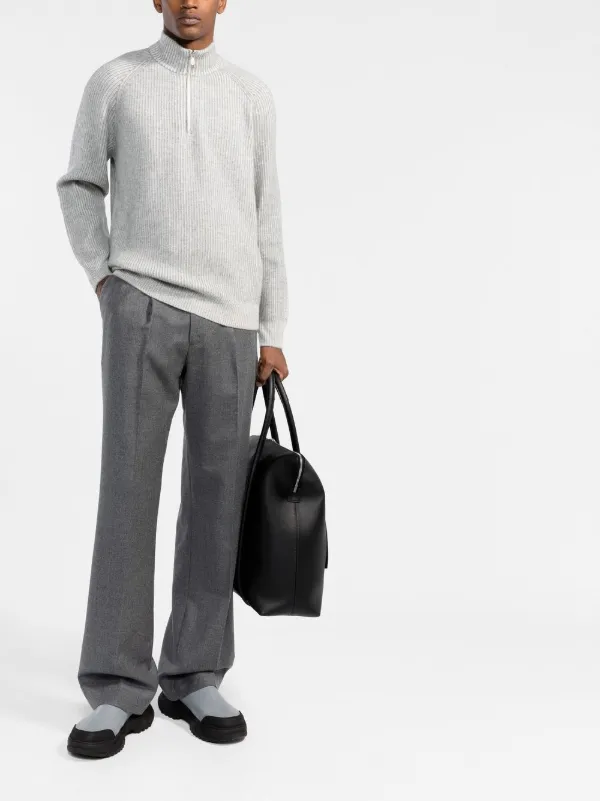 Brunello Cucinelli zip-up Ribbed Turtleneck Jumper | Grey