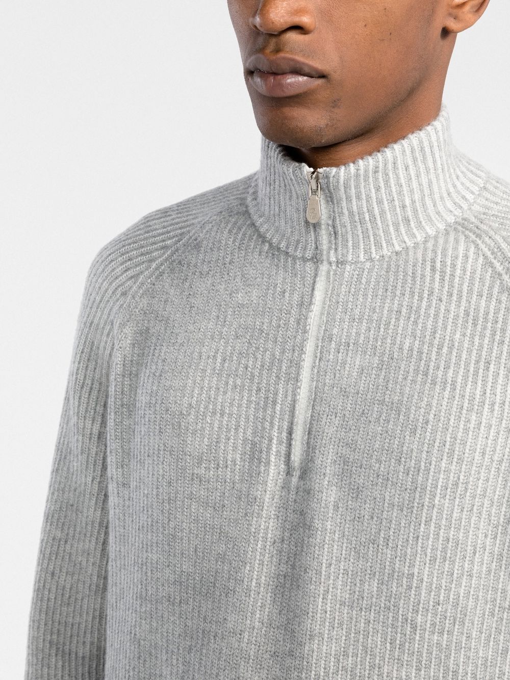 Brunello Cucinelli zip-up ribbed turtleneck jumper Men