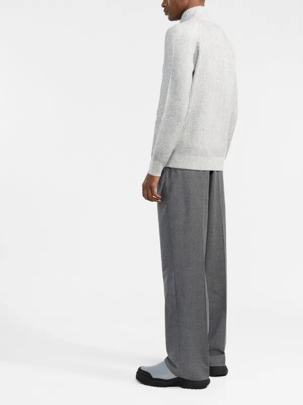 Brunello Cucinelli zip-up Ribbed Turtleneck Jumper | Grey