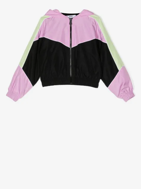 MSGM Kids zip-up hooded bomber jacket 