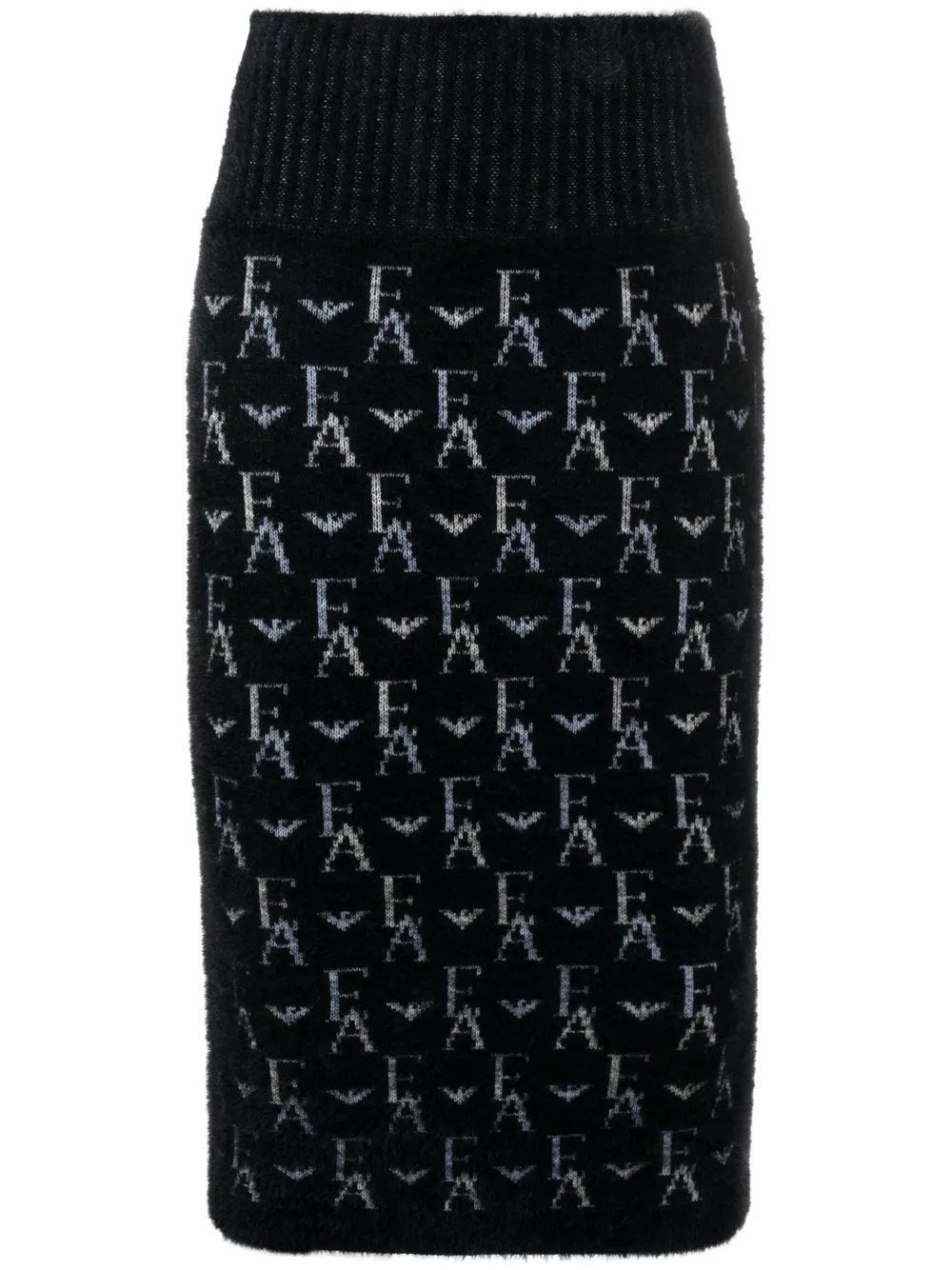 

Emporio Armani monogram knitted midi skirt - Black