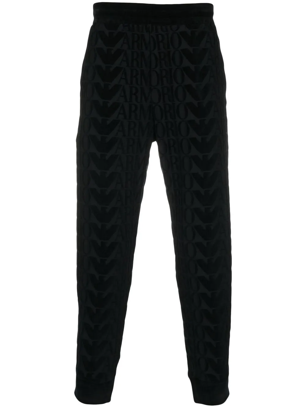 

Emporio Armani flocked-logo cropped track pants - Black