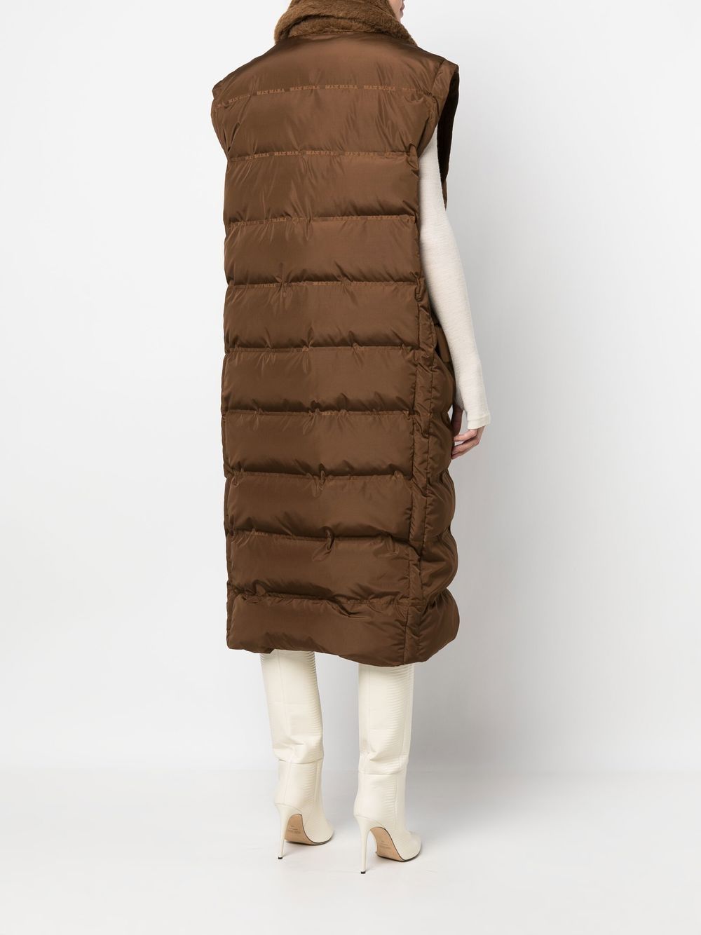 Shop Max Mara Sleeveless Padded Gilet Coat In Brown